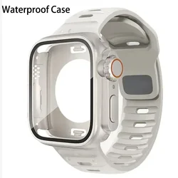 360 Waterproof Case+Silicone Strap for Apple Watch 9 8 7 Band Appearance Upgrade Ultra 49mm Iwatch Series 8 7 6 SE 5 4 3 2 1
