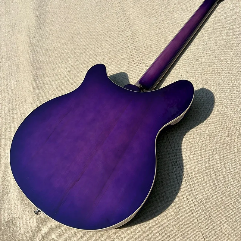 6-string semi-hollow electric guitar, purple version, tremolo system, basswood body, for rock music, free shipping