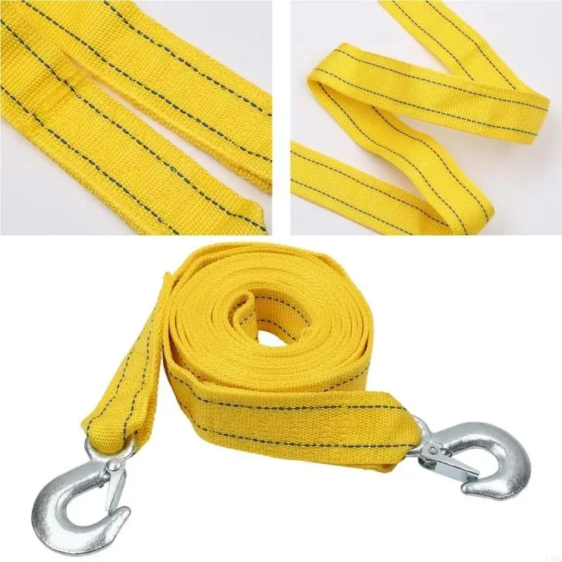 4M Heavy Duty 5Ton Car Tow Cable Towing Pull Rope Strap Steel Hooks