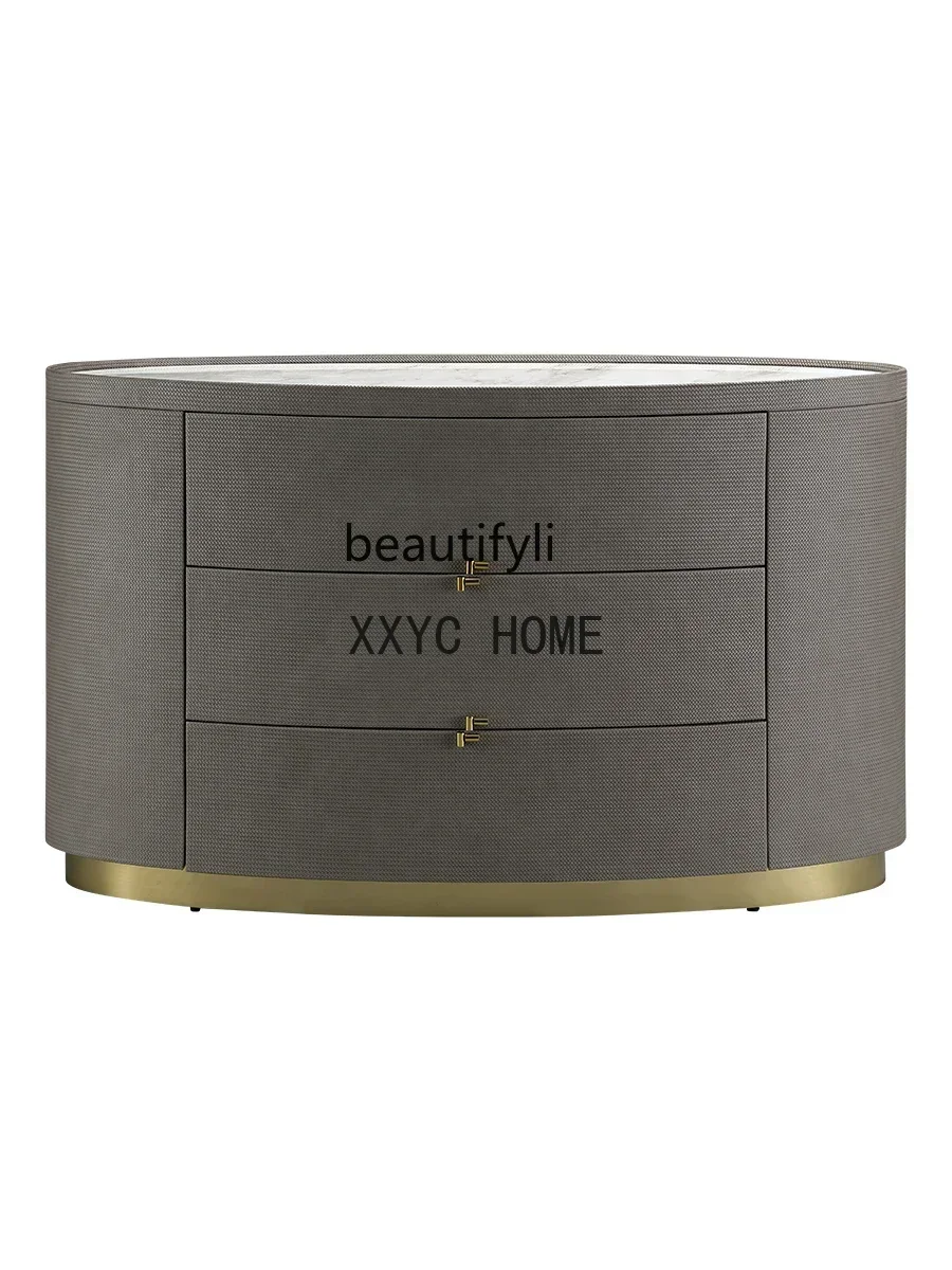 

Light Luxury Chest of Drawers Marble Countertop Bedroom Leather Locker Embossed Door Entrance Cabinet Designer Model
