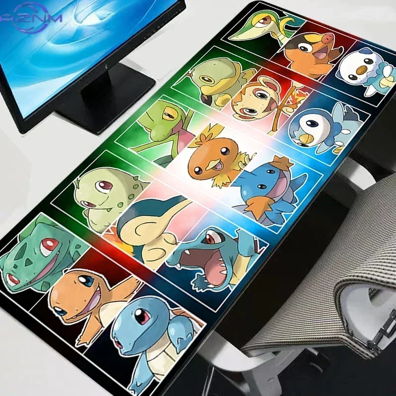 Pokemon Starters Collage Anime Large Mousepad, Rubber Non Slip Desk Mat for Gaming and Office Desktop Decoration