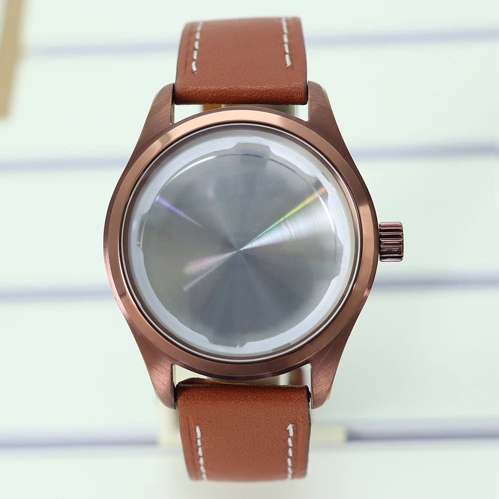 

40mm NH35 Watch Case Stainless Steel For NH35 NH36 NH38 Eta 2824 PT5000 Watches Automatic Movements Mineral glass Leather Strap