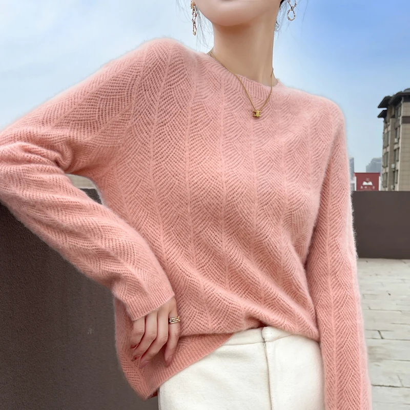 Spring Wool Sweater Women Clothe Korean Fashion O-neck Long Sleeve Top Hollow Out Knit Female Pullover Autumn Winter Pull Jumper