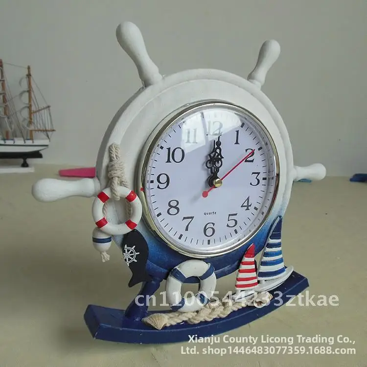 

Часы-термос в средиземноморском стиле, креативное кольцо для плавания, настенный декор, односторонние деревянные настольные часы для домашней кабинета