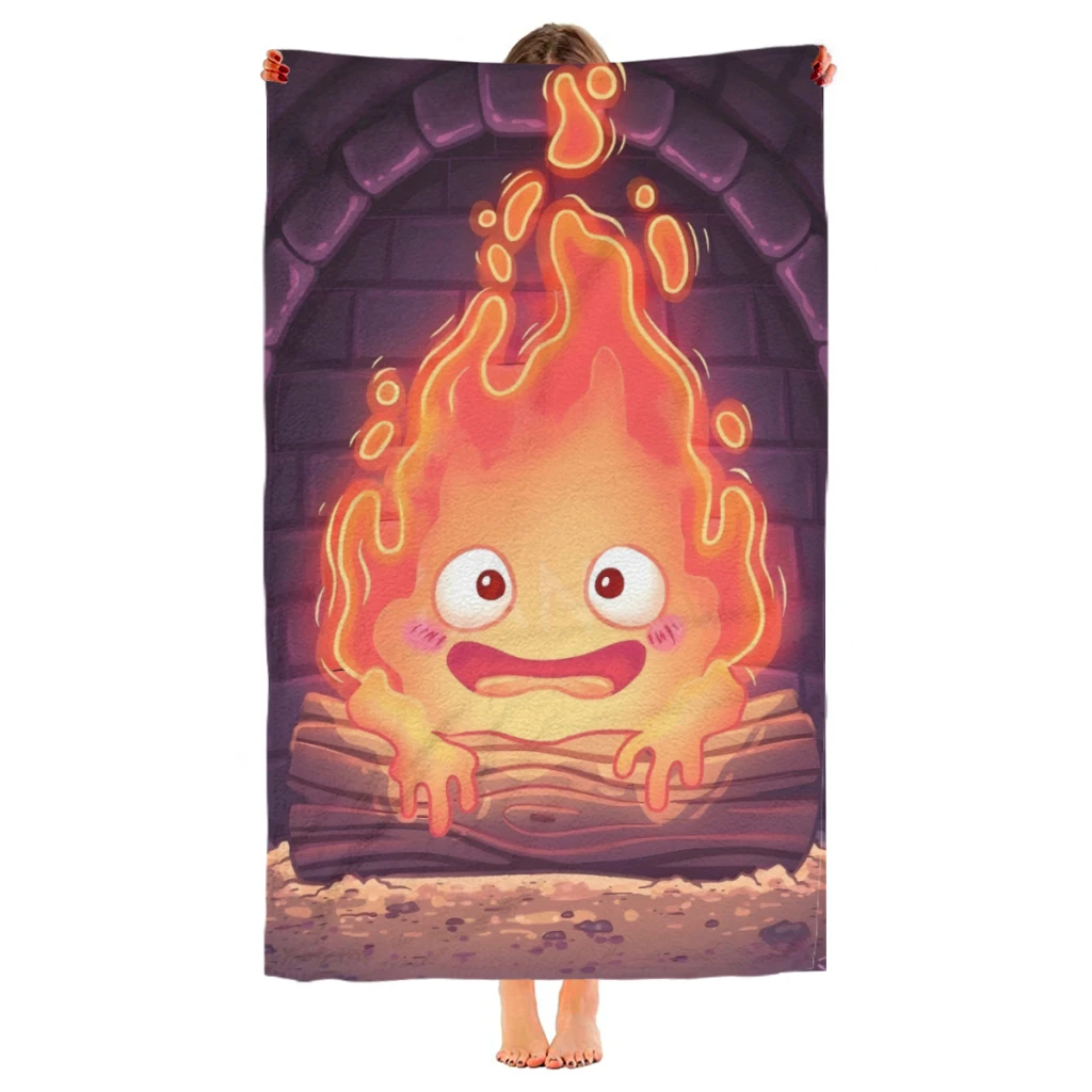 Quick Drying Beach Towels Calcifer 🔥💖 Oversized 30x60inch Printing Towel Super Absorbent Pool Towel Blanket