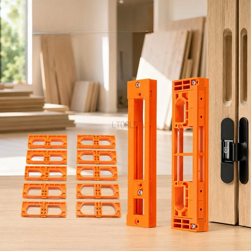 Adjustable 3D Concealed Cross Hinge Jig Hidden Hinge Drilling Template Woodworking Door Panel Hinge Hole Positioning Mounting