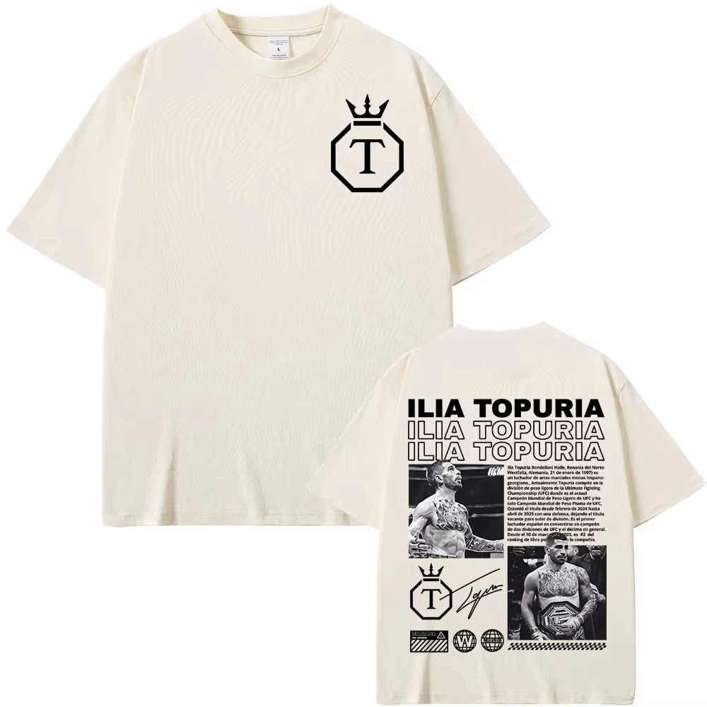 El Matador Ilia Topuria Merch T-Shirt aus reiner Baumwolle, Harajuku-Muster, Unisex, Sommer, bedruckt, Streetwear, täglich, lässig, T-Shirt – Detail 9