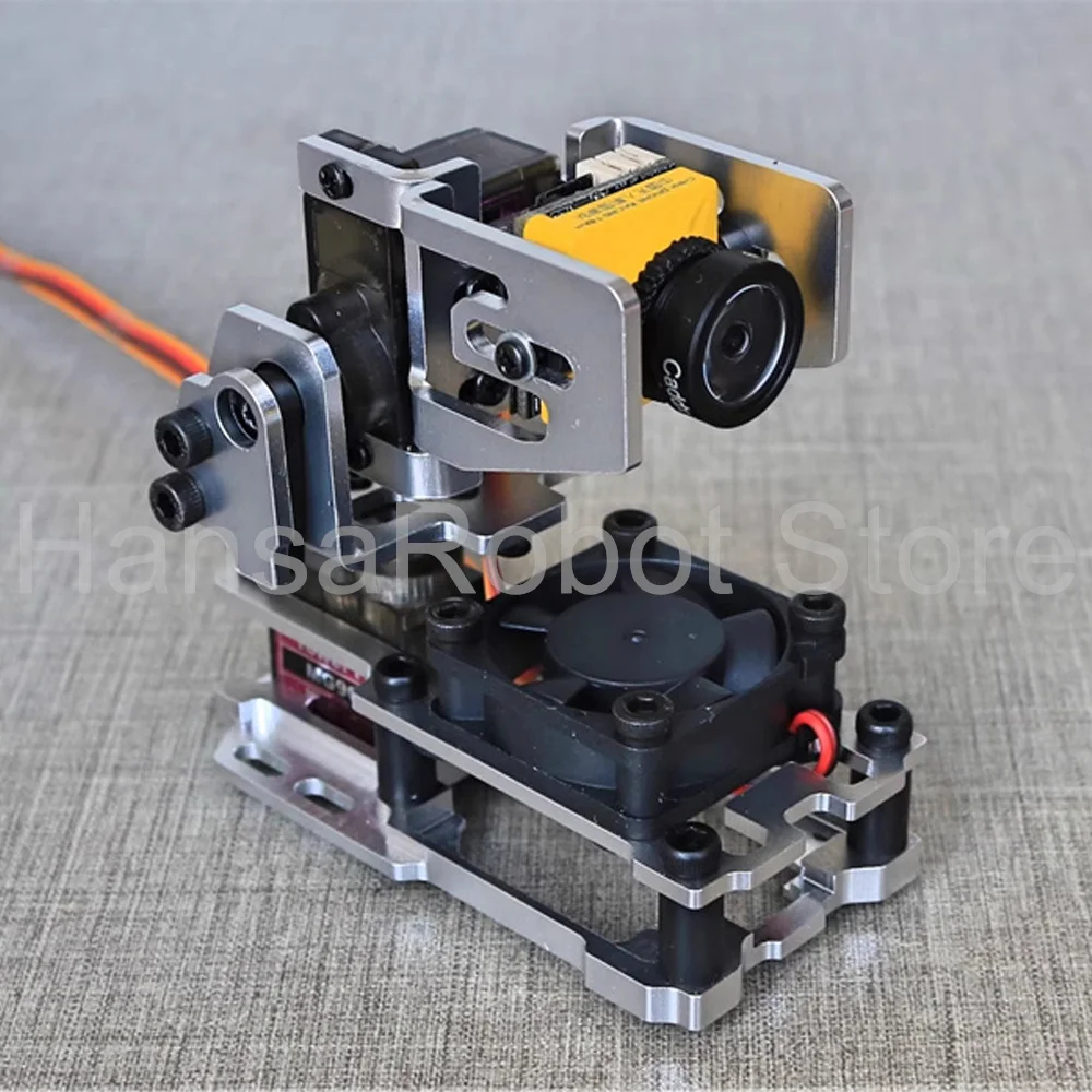 DC 4.8-5V Air Unit Aerial Camera Gimbal Bracket FPV Drone Head Tracker Dual Axle 9G Servo PTZ Support with 5V Fan Radiator