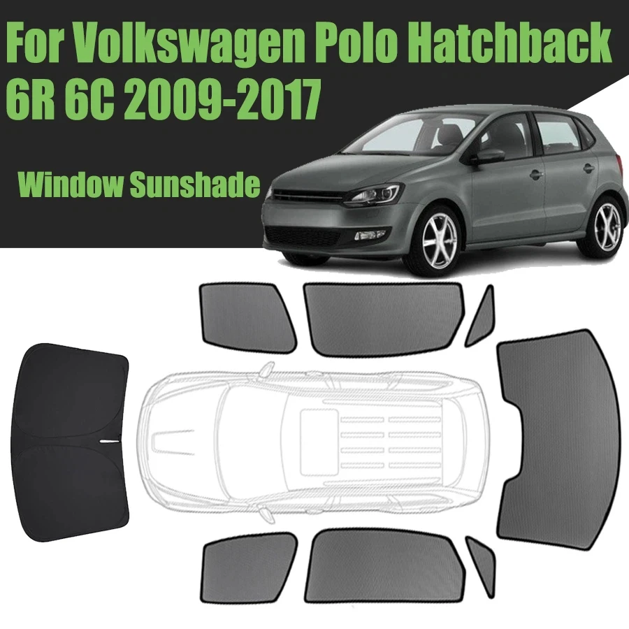 Солнцезащитная шторка на окно автомобиля для Volkswagen Polo Hatchback 6R 6C 2009-2017, магнитная сетчатая шторка на лобовое стекло VW
