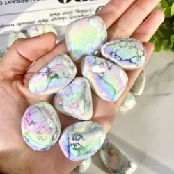 5PCS 10-50mm High Quality Aura Howlite Natural Tumbled Crystal Stones Natural Crystals Chip Quartz Minerals,Healing crystal