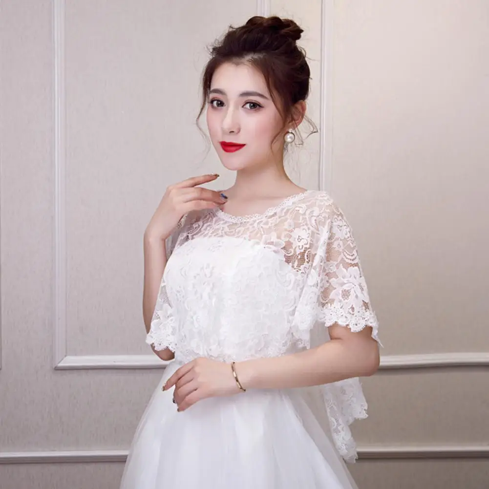 Lace Shawl Evening Party Women Cape Elegant Lace Wedding Shawl Set for Women See-through Lace Shrug Chiffon Bolero for Bridal