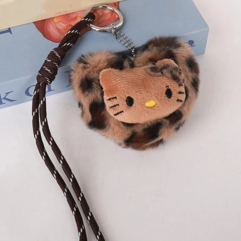 Cartoon schattig katje pop knuffel sleutelhanger rugzak dier luipaard patroon kat hanger auto hangende decoratie kerstcadeau