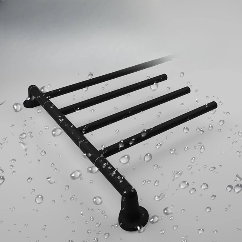 Smart carbon fiber, heated electric rotating towel rack, concealed bathroom stainless steel drying rack