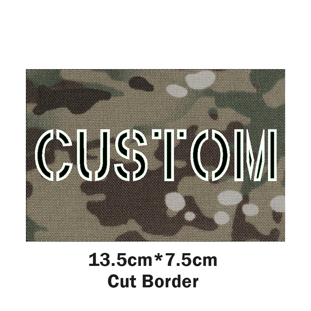 Custom Laser Cut Patch Name Tapes, Fold Border, Two Color Letters, IR IFF, Infrared Reflection, Reflective Material, Luminous image 3