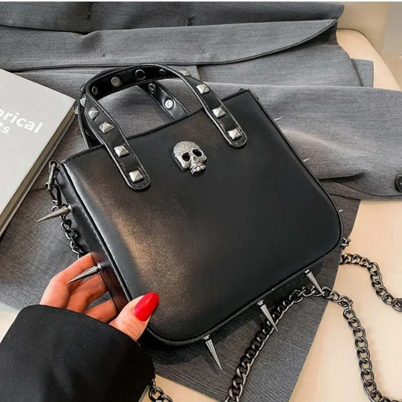 Personality Girls Punk Rivets Y2k Aesthetic Shoulder Bag Korean Gothic Cross Handbags Women Casual Vintage Crossbody Bags Trendy