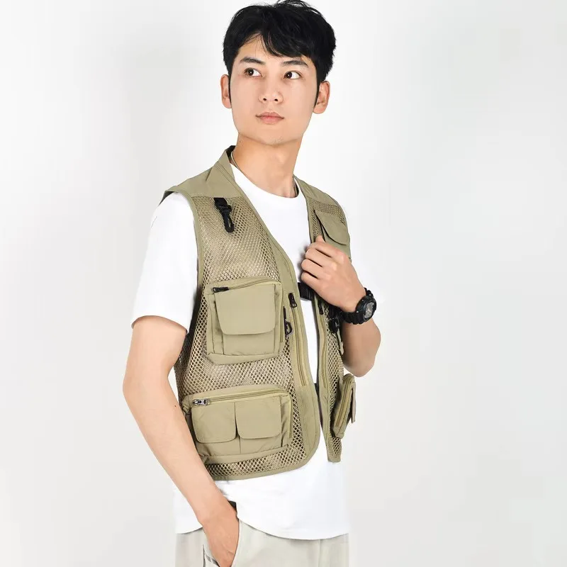 

2026 уличный жилет для отдыха, мужской новый дышащий жилет с несколькими карманами для спорта на открытом воздухе, высококачественный дизайн, мужской жилет для отдыха