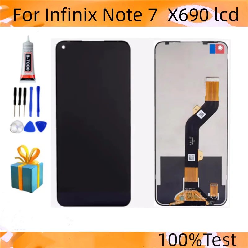 For Infinix Note 7  X690 X690B LCD Display Touch Screen Sensor Digitizer Assembly Note 7 X690 Front Display Panel Glass Full LCD