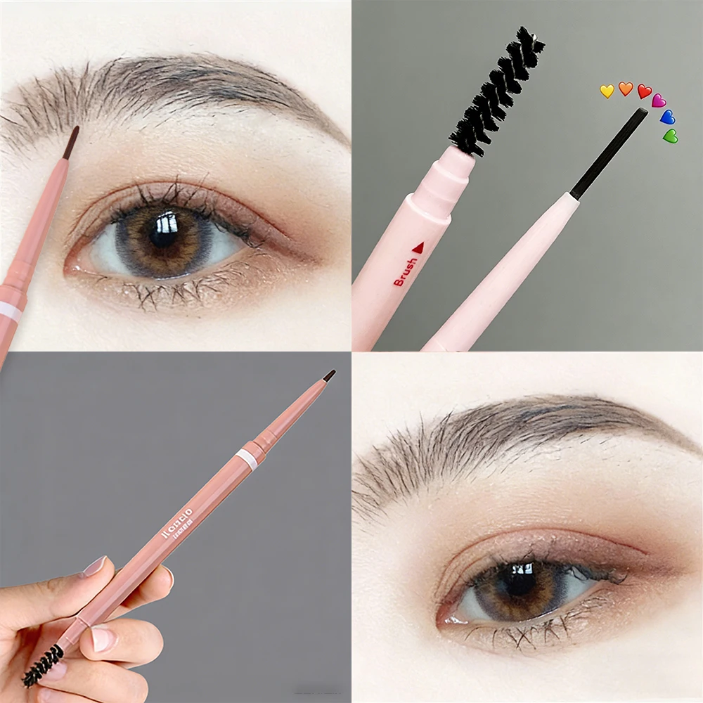 1,5 mm extrem feiner Augenbrauenstift, wasserfest, langlebig, schweißfest, automatisch drehbar, mit Pinsel, natürliches koreanisches Augenbrauen-Make-up, 1/3 Stück – Detail 3