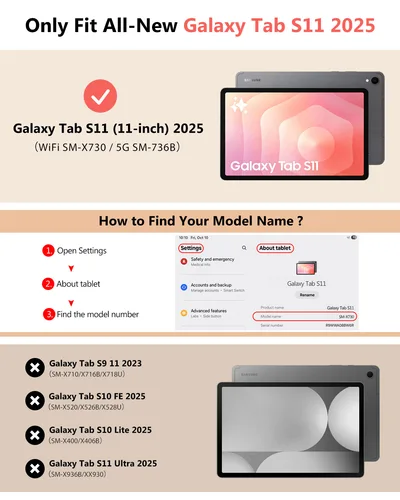 Imagen 2 del producto Funda para Samsung Galaxy Tab S11 11 pulgadas 2025 SM-X730/X736B con soporte para bolígrafo S, funda protectora trasera de TPU suave con soporte delgado