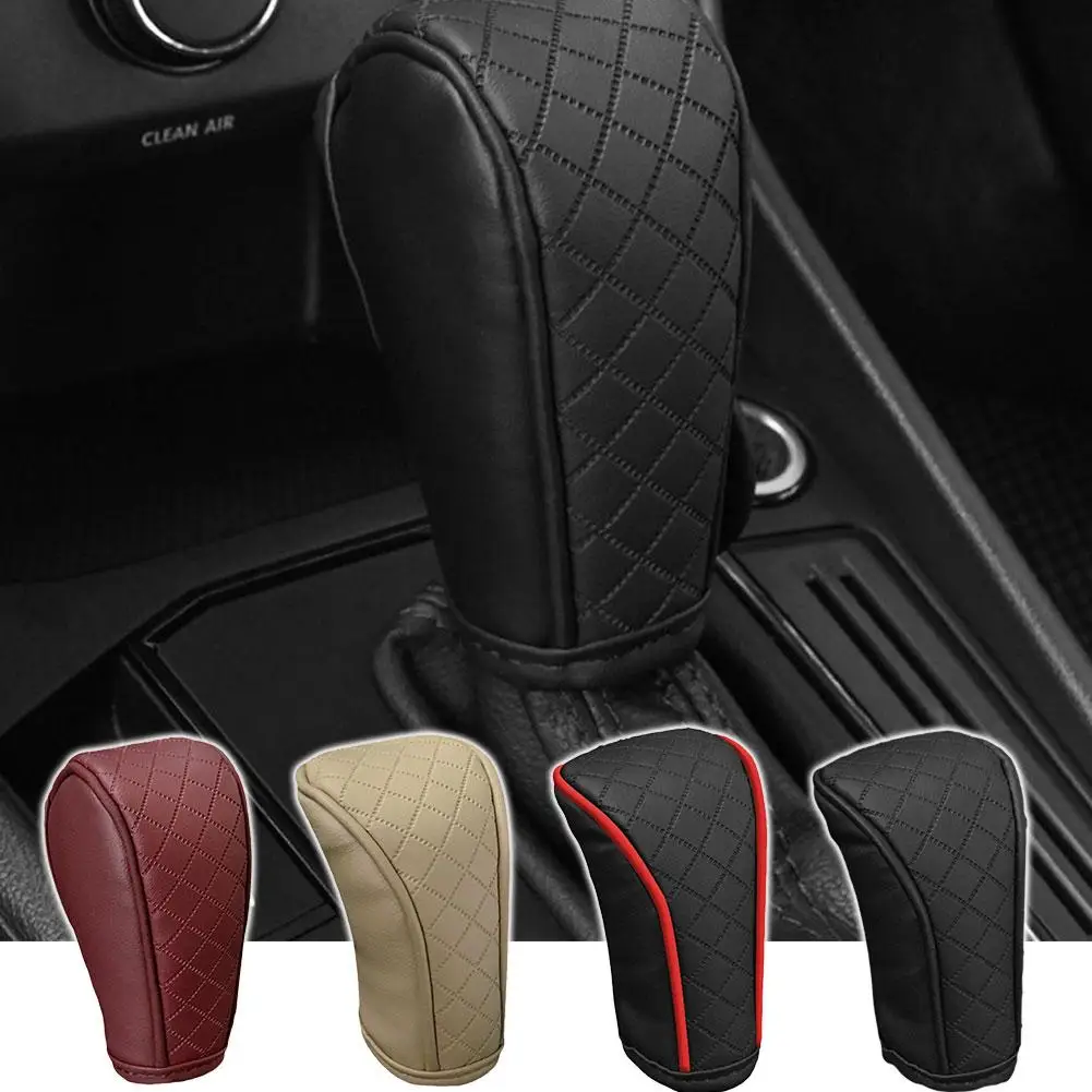 PU Leather Car Shift Handle Cover Non Slip Wear Resistant Universal Fit 6 Colors Waterproof Sweat Absorption Easy Install