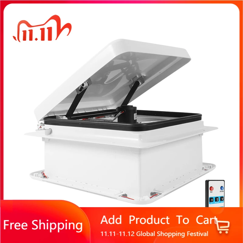 

STLF TYTXRV 12V 16 Inch 400mm RV Roof Vent Electric Ceiling Exhaust Fan 6 Speeds Adjustable with LED Light & Rain Sensing