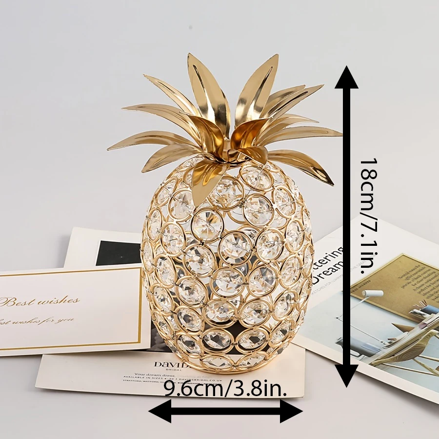 Sparkling Crystal Beaded Pineapple - Handcrafted Nordic Style Artificial Fruit Sculpture, Elegant Dining Table Centerpiece,