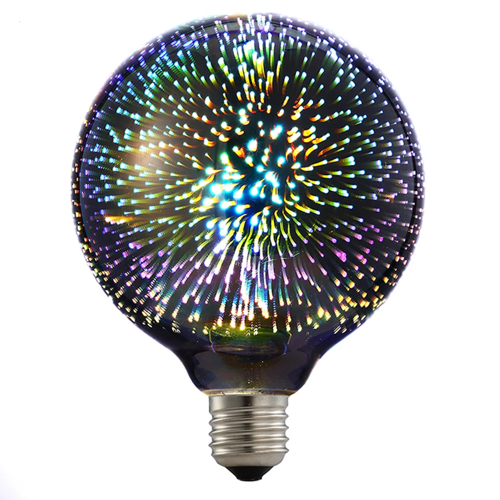 

1Pc Wholesale Dropshipping MOONBIFFY Led Light Bulb 3D Decoration Bulb 110V 220V ST64 G95 G80 G125 A60 E27 Holiday Lights