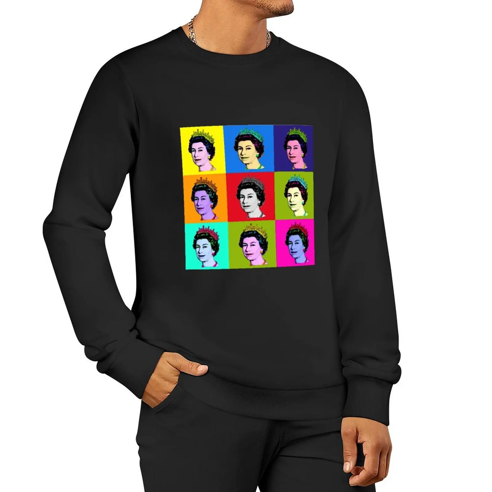 Queen, Jubilee, Queen of England Pop Art Queen HRH Her Royal,Qeen art Pullover Hoodie men wear oversize sweatshirt