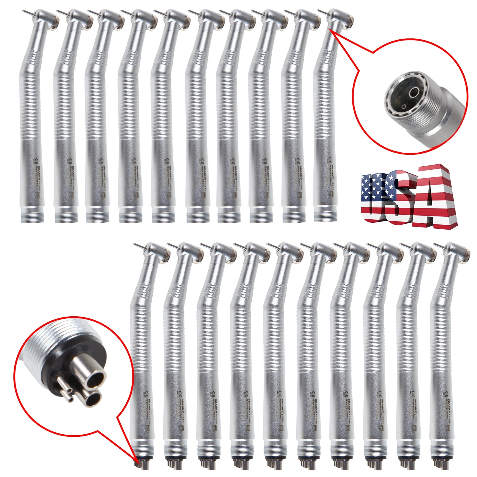 

10Pcs Dental High Speed Handpiece 2/4 Hole Air Turbine Push Button Single Water Spary NSK Style Cartridge Rotor Dentist Tools