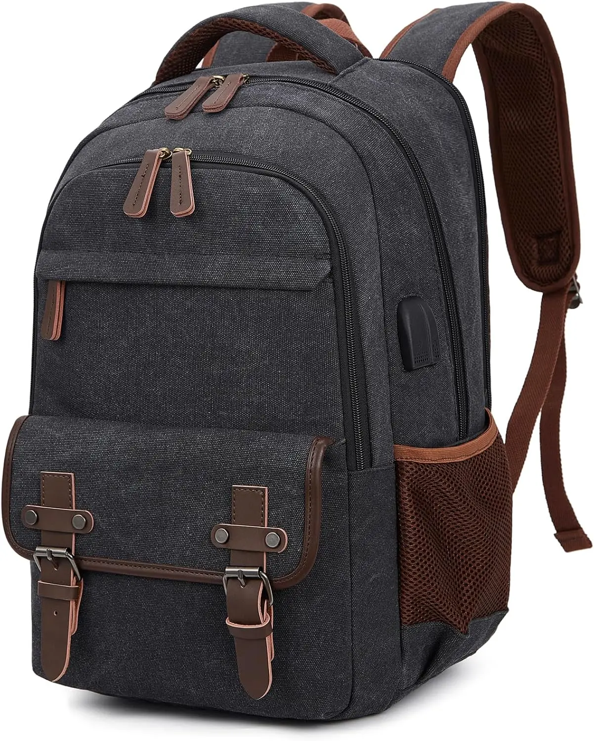 

Canvas Travel Laptop Backpack, Business Work Rucksack for 15.6 Inch Laptop with USB Charging Port