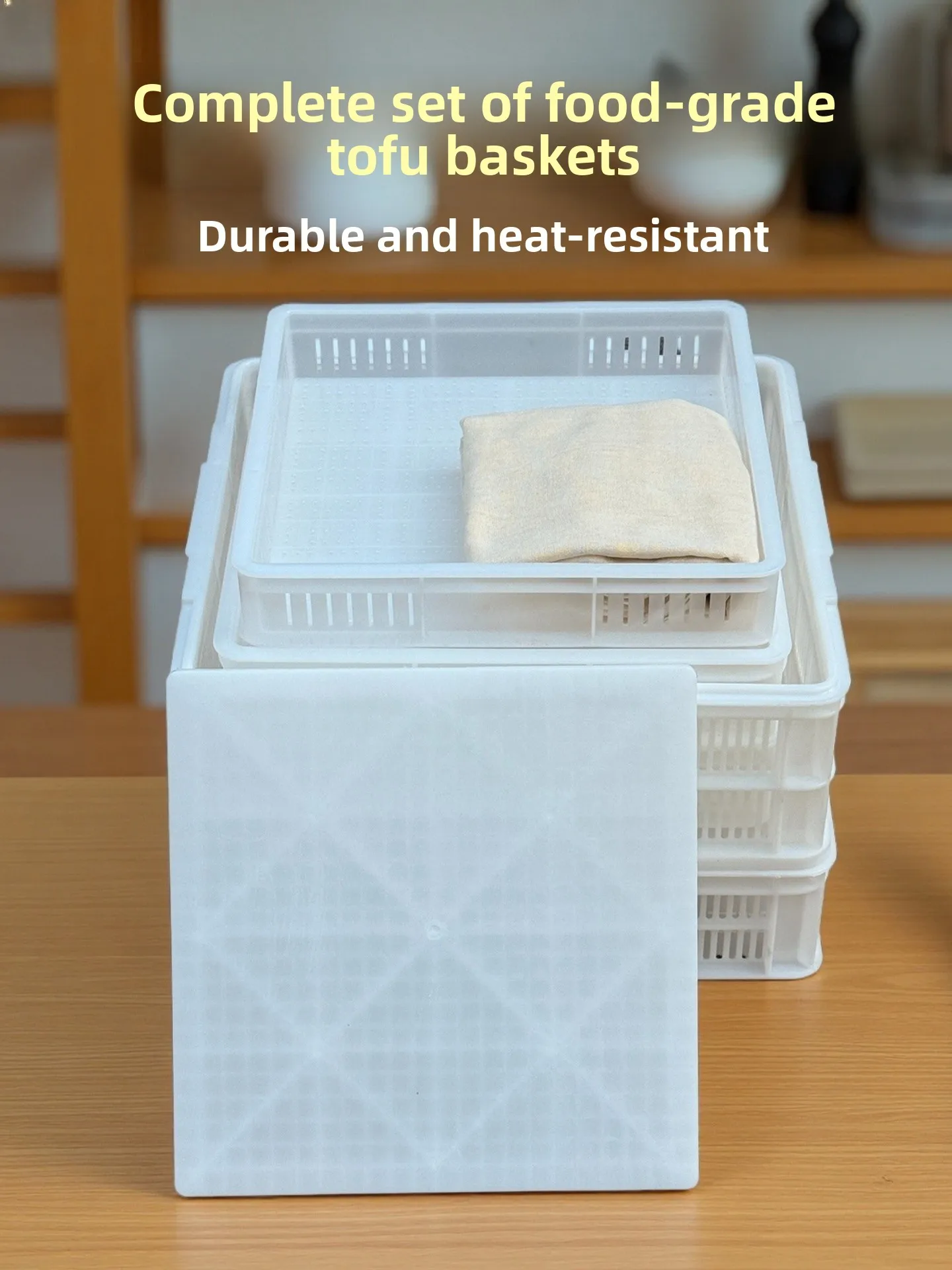 Kit de plástico para Tofu, tablero de tela Pr para Tofu suave y duro, abeja cuadrada, molde DIY, herramientas de cocina, cesta de Tofu