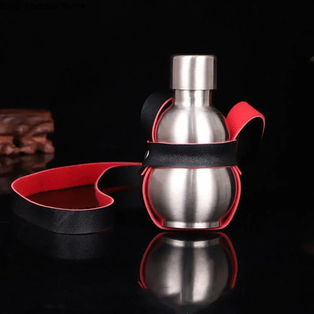 250/500/1500ML Stainless Steel Gourd Hip Flask Large Capacity with Bottle Sleeve Liquor Flagon Unbreakable Rust-proof