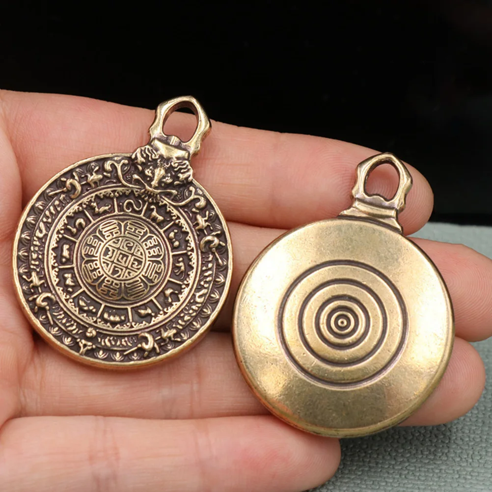 

2Pcs Small Antique Style Brass Bagua Pendant Diy Gift For Special Events Decor