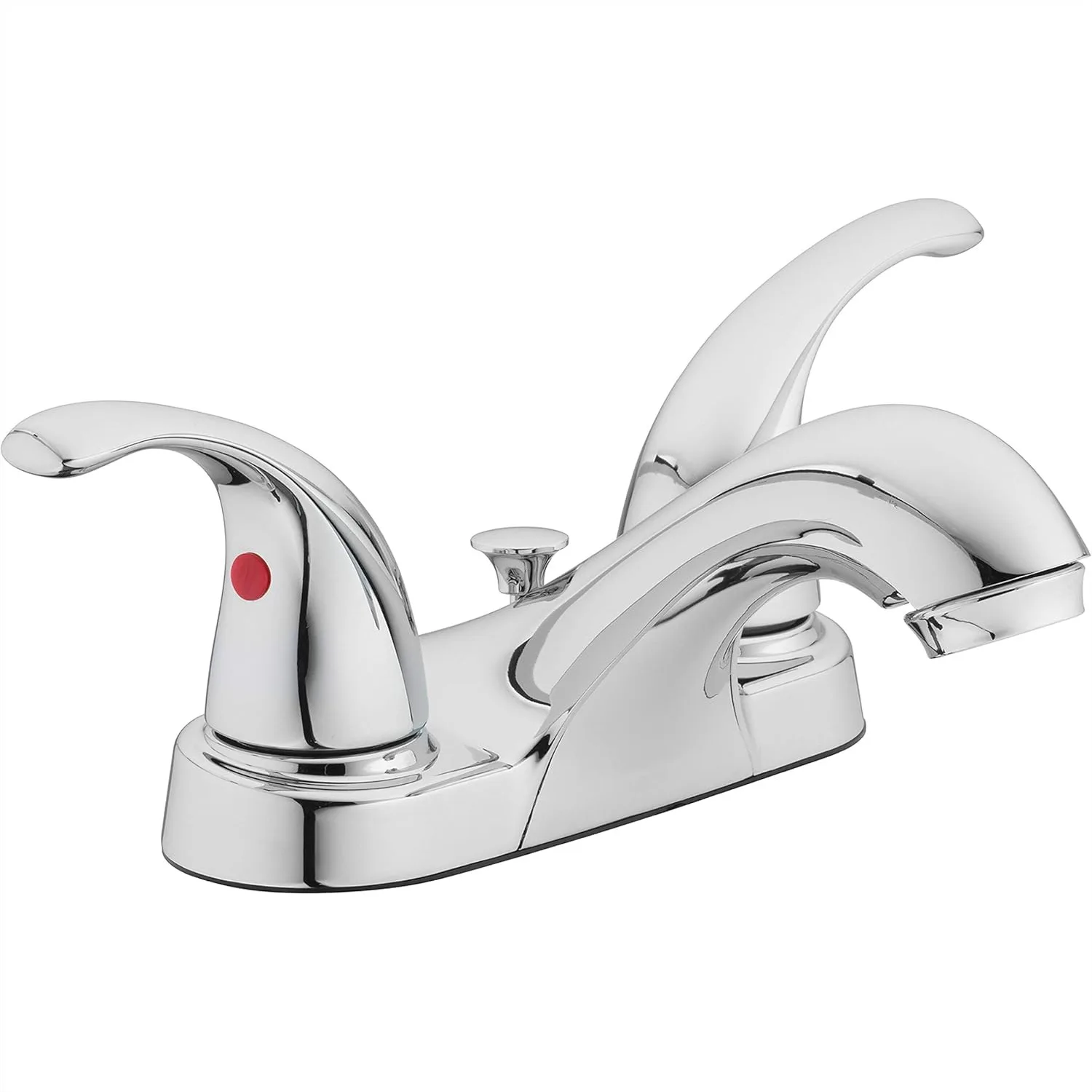 

Two Handle Bathroom Sink Faucet, Polished Chrome, Low Arc Spout, 4-Inch Centerset