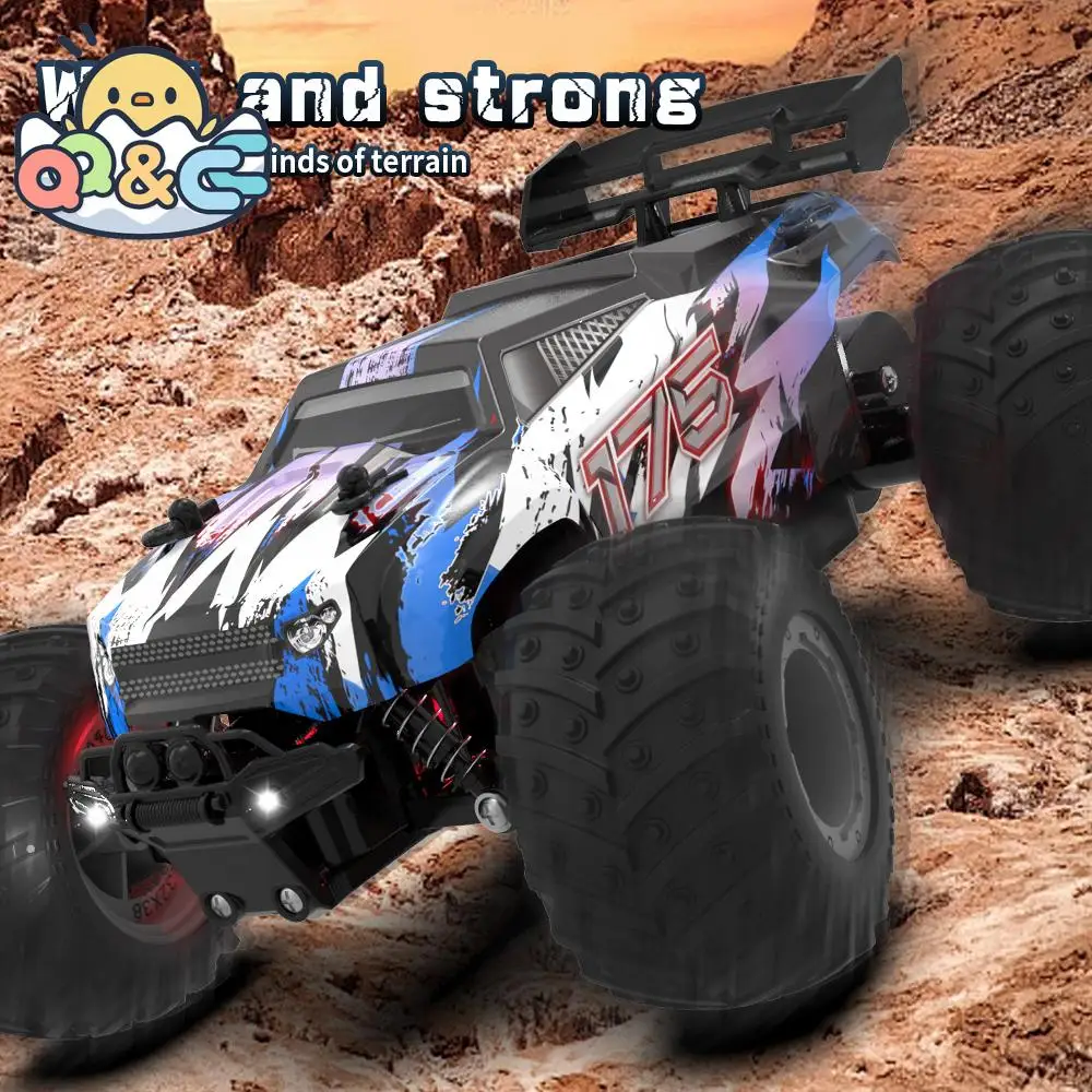 JJRC Q175 RC Car w/ Cool Lights 1:18 Big Wheel 2.4GHz 2WD RC Truck All Terrain Off Road 20KM/H High Speed RC Racing Car