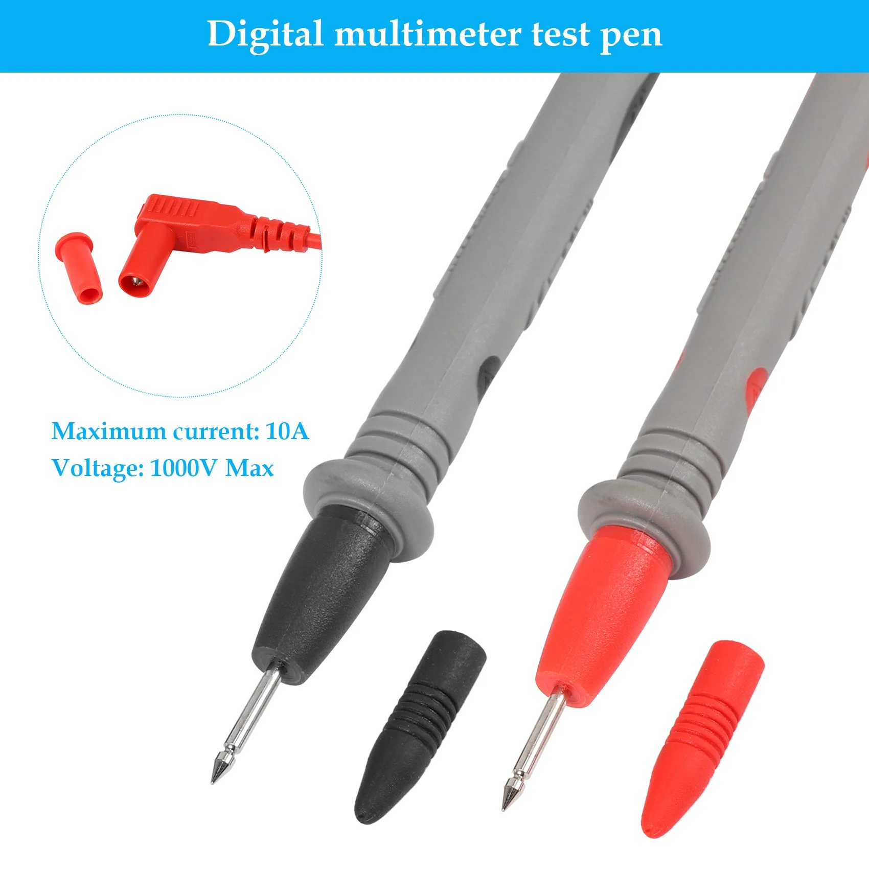 กําลังมาแรงตอนนี้ 1 คู่สายไฟทดสอบสายเคเบิลสําหรับโวลต์มิเตอร์ Ohmmeter มัลติมิเตอร์ Amperemetre