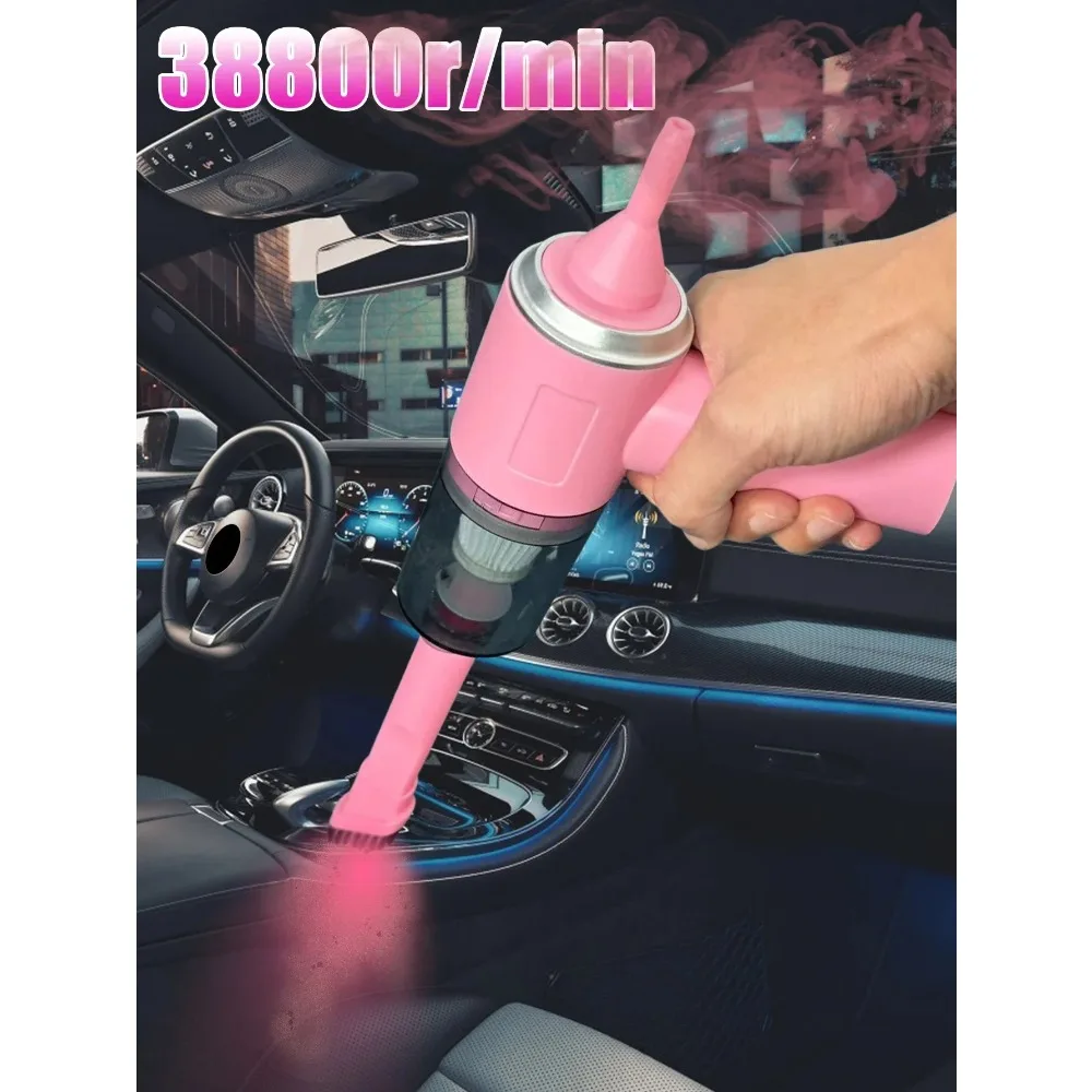 3 In1 Portable Handheld Car Vacuum Cleaner Mini Compressed Air Dust Collector Strong Blowing Suction Cordless Hairdryer For Auto