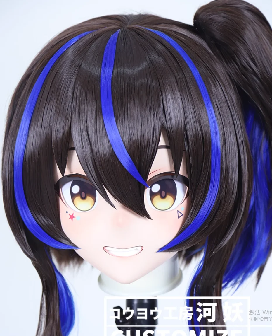 C-58-37 Full Head Hars Cartoon Cosplay Japans Personage Anime Rollenspel Crossdress Kigurumi Masker Met Achterkant Shell