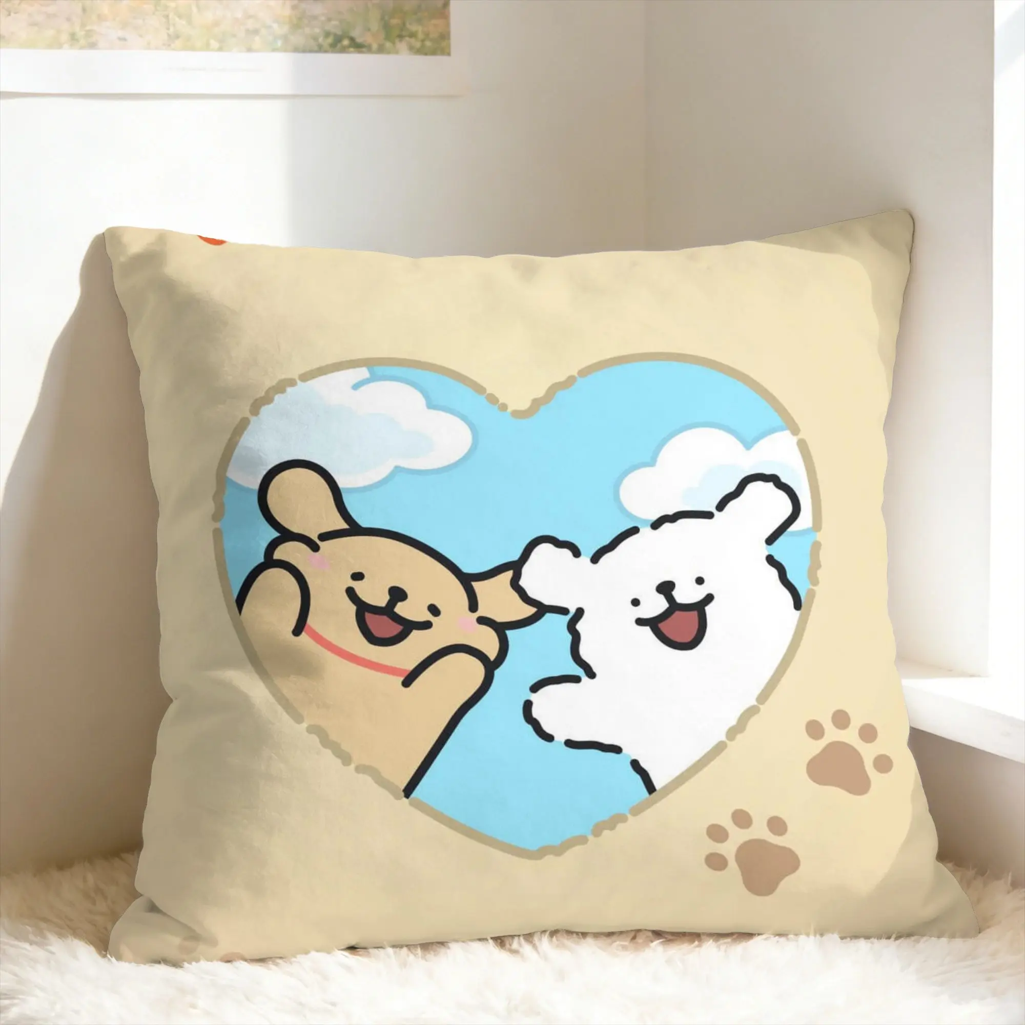 Cartoon Maltese Pillow Cover Line Dog Puppy Vintage Pillow Case For Sofa Bedroom Home Decor Custom Pillowcases Gift