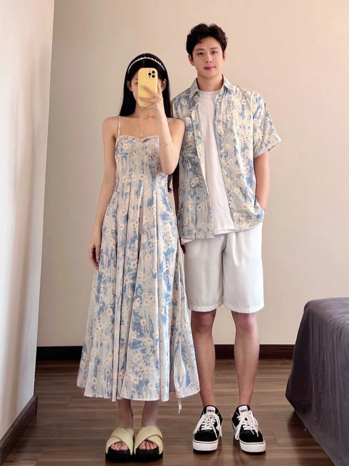 Couple look High-End One-Piece Dress Spring, Autumn and Summer Long dress Vacation Sanya Beach Skirt  Sling Dress