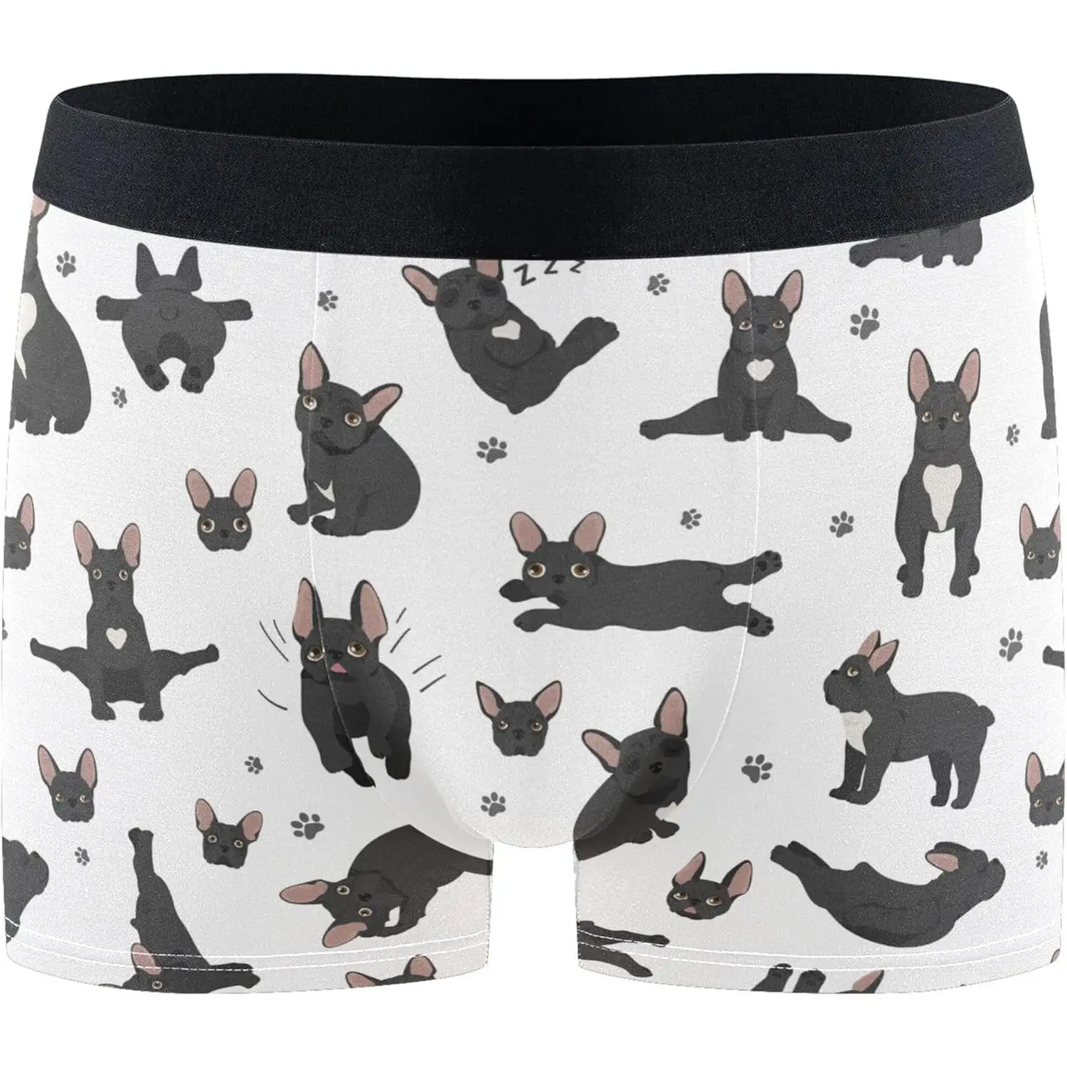 Cuecas boxer divertidas de buldogue francês para homens, roupa íntima macia e respirável com cintura ComfortFlex, cuecas com padrão engraçado