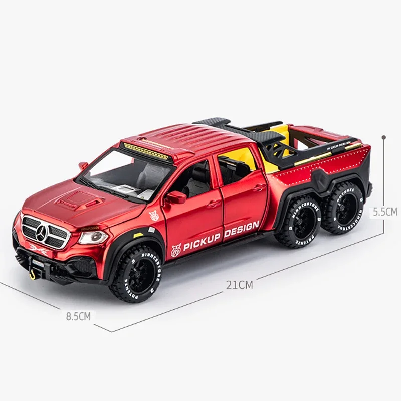 Modellino di auto in lega pressofuso di 1:28 Benz X-Class 6 x6 fuoristrada Voiture in miniatura con suono e luce auto giocattolo ragazzo