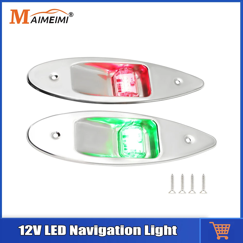 

Red Green Navigation Light Stainless Steel Marine Navigation Lamp LED Side Light Sailing Signal Lights For Pontoons Skiers Boat