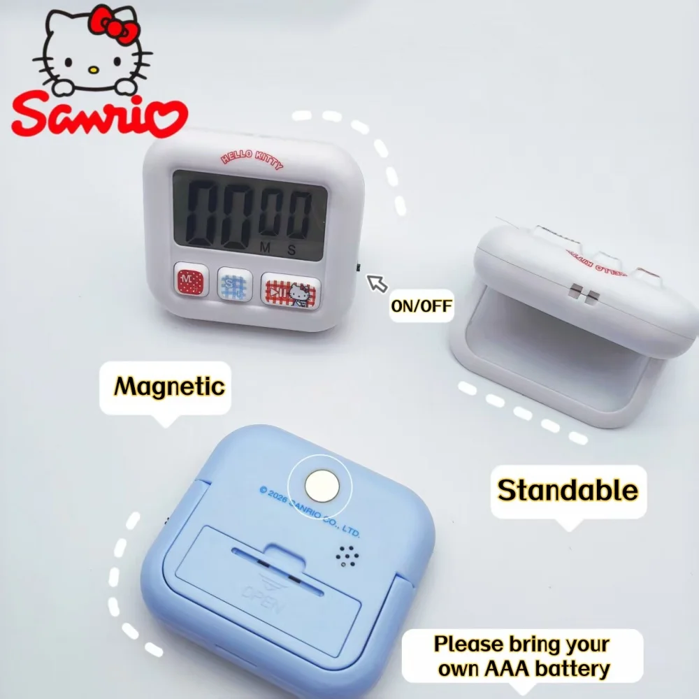 Genuine Sanrio Magnetic Timer Hello Kitty LCD Digital Timer Count Down Up Alert Sound Loud For Home Kitchen Cooking Baking