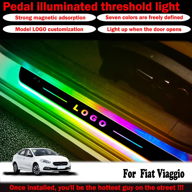 For Fiat  Viaggio car threshold light custom logo LED welcome light threshold pedal light accessories easy to install