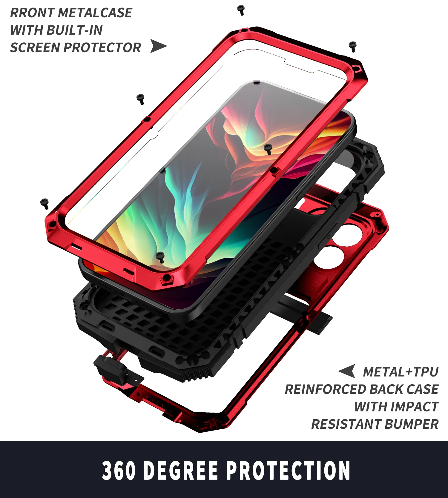 

R-just противоударный бронированный чехол для Iphone air 17 16 15 14 Plus Pro Max, чехол-кронштейн, защита всего тела, силиконовый вкладыш, металлический бампер