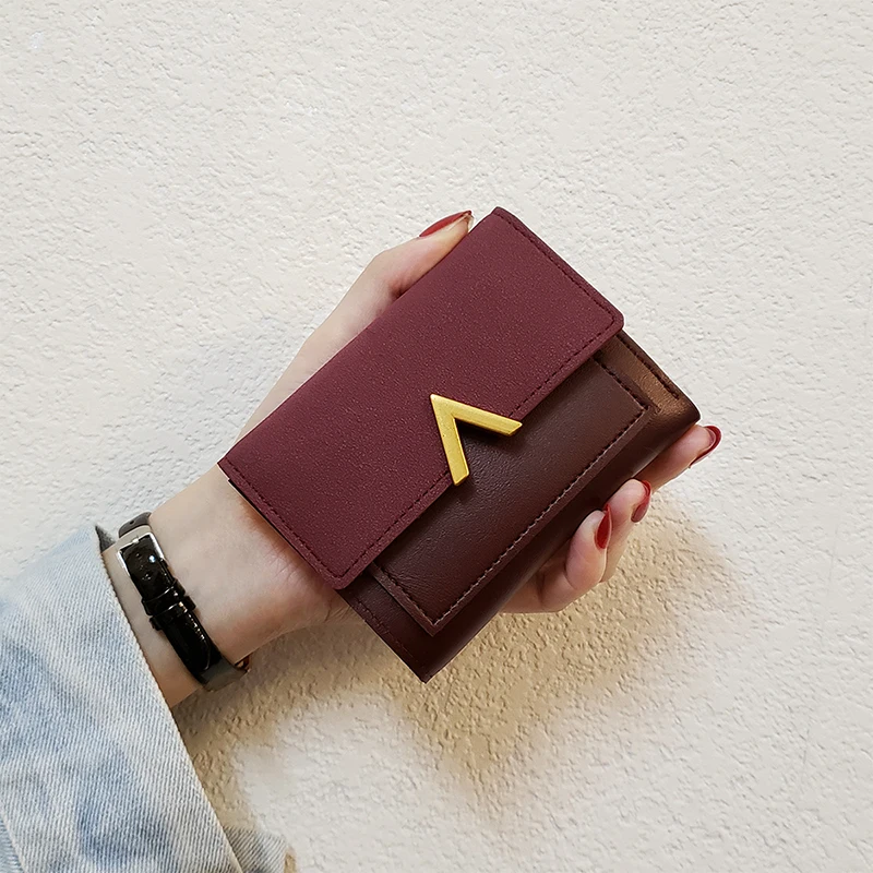 New Style Fashion Leather Small Women Wallet Coin Purse Card Holder Hardware Mini Purse