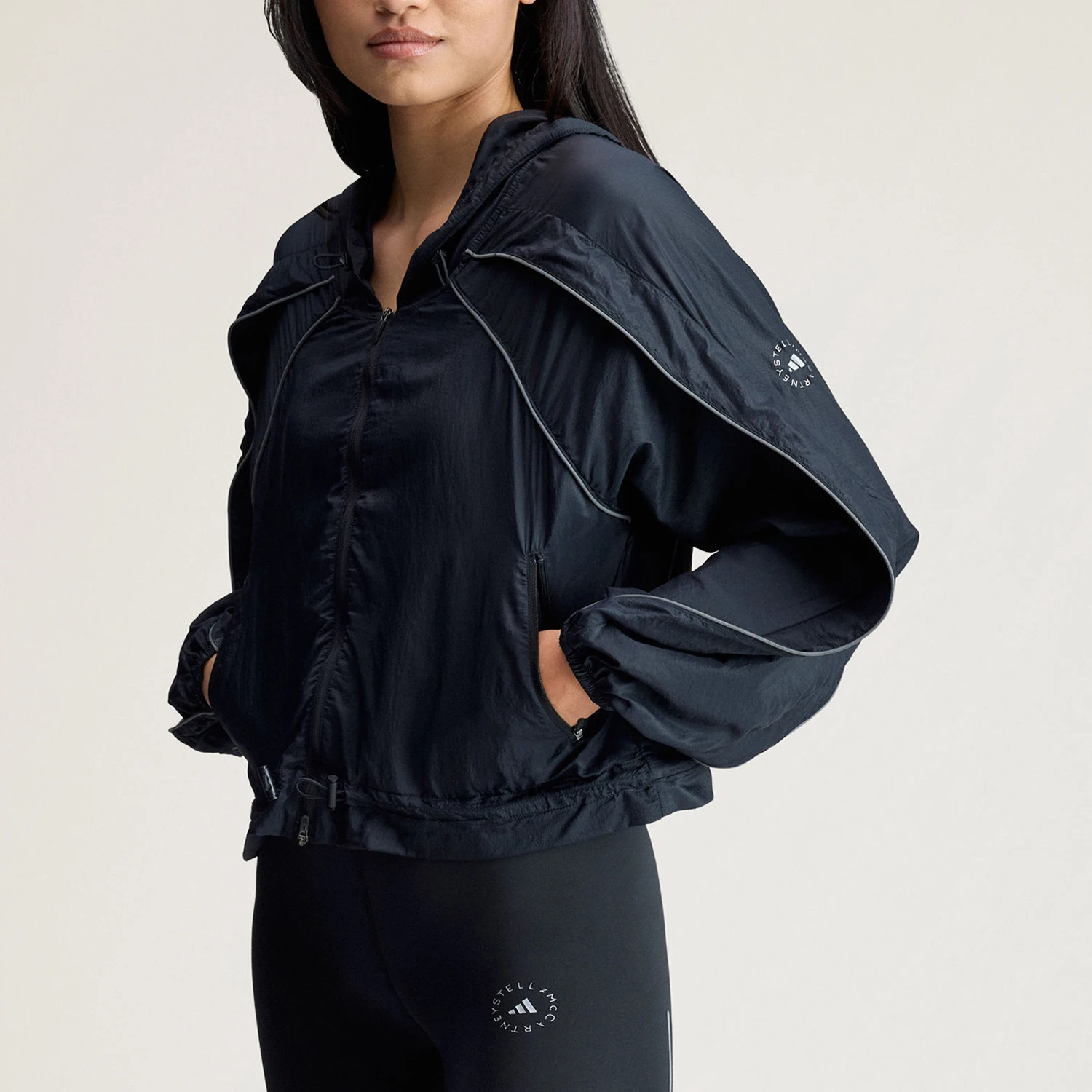 Adidas genuine new women's striped hooded zipper long sleeved jacket KA9517