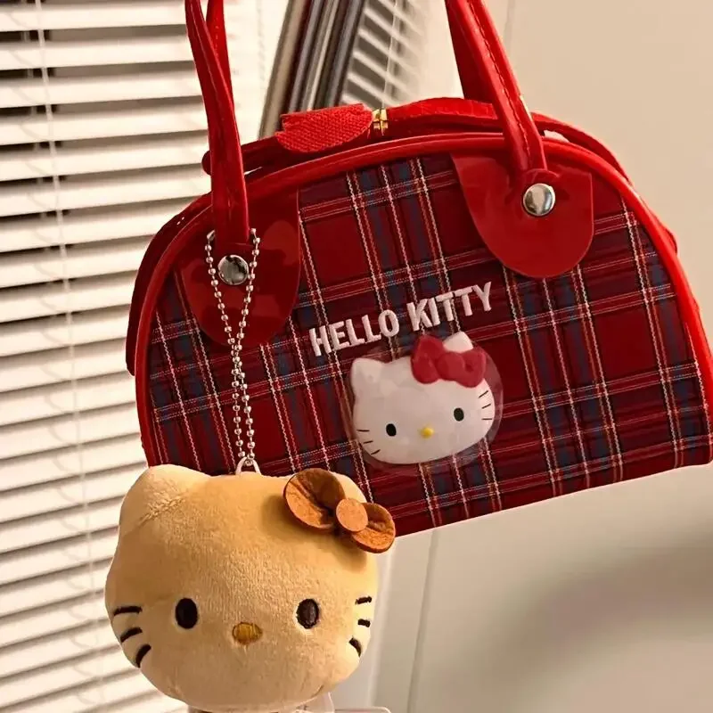 

Sanrio Hello Kitty Messenger Bag Anime Cartoon Cute KT Cat Fashion Lattice Handbag Kawaii Shoulder Bag Girls Holiday Gifts