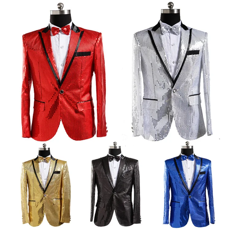 

Sequined Men's Suit Performance Jacket Nightclub Singer Host Photo Studio Photography